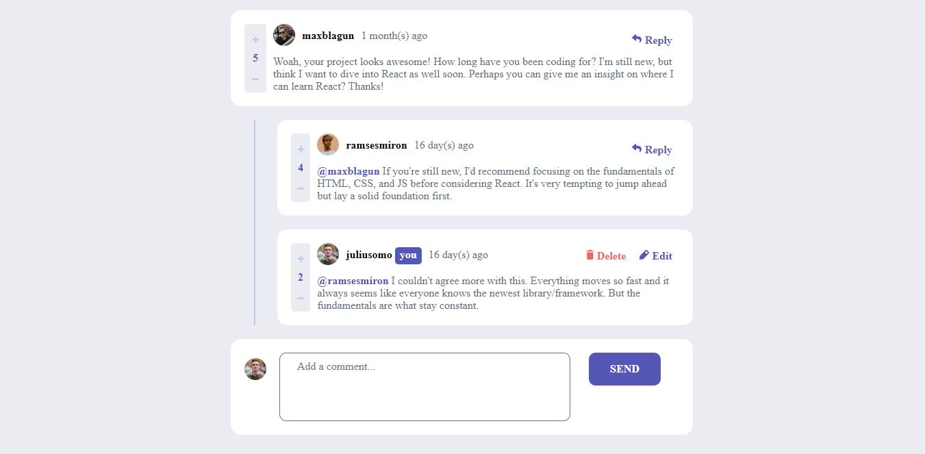 Frontend Mentor | Interactive comments section